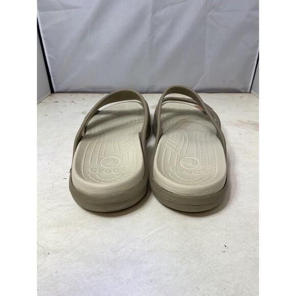 Crocs Womens tan brown Rubber Sandals Slip On Wedge Slides Shoes Sz 10 - Picture 3 of 7